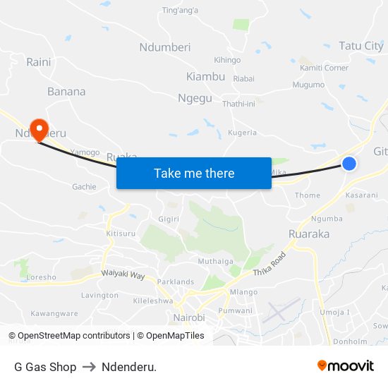 G Gas Shop to Ndenderu. map