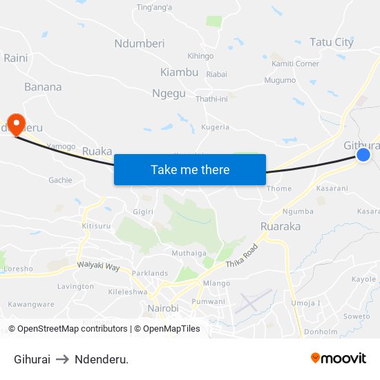 Gihurai to Ndenderu. map