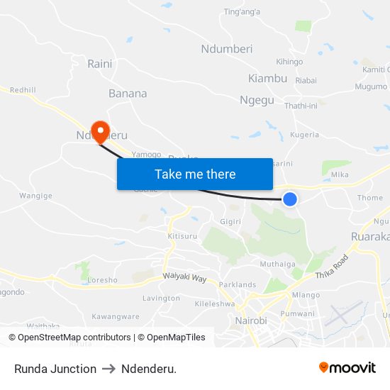 Runda Junction to Ndenderu. map