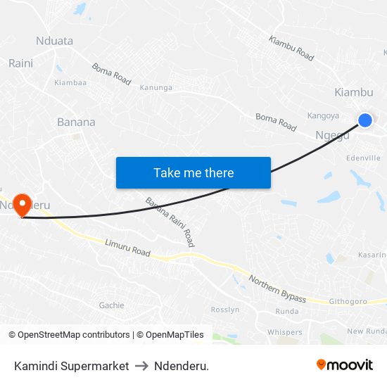 Kamindi Supermarket to Ndenderu. map