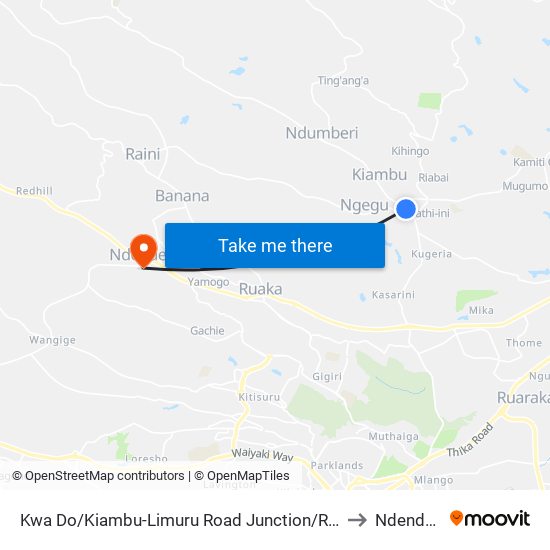 Kwa Do/Kiambu-Limuru Road Junction/Red Nova to Ndenderu. map