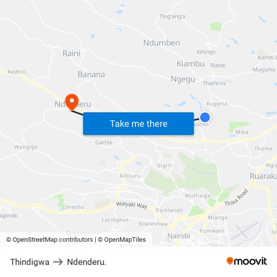 Thindigwa to Ndenderu. map