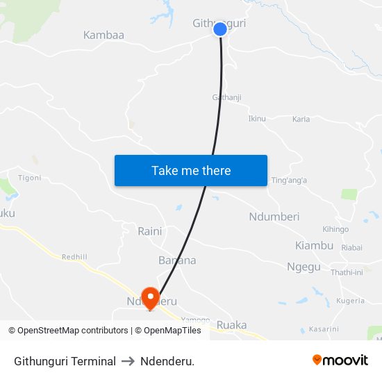 Githunguri Terminal to Ndenderu. map