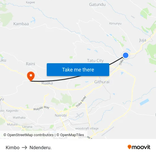 Kimbo to Ndenderu. map