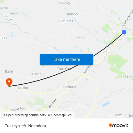 Tuskeys to Ndenderu. map