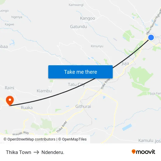 Thika Town to Ndenderu. map