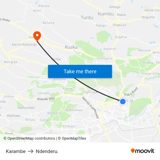 Karambe to Ndenderu. map