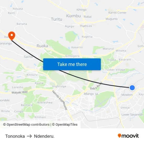 Tononoka to Ndenderu. map