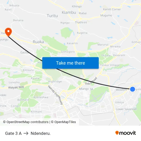 Gate 3 A to Ndenderu. map