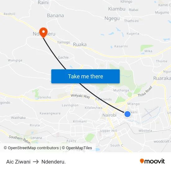 Aic Ziwani to Ndenderu. map