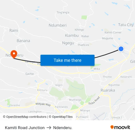 Kamiti Road Junction to Ndenderu. map