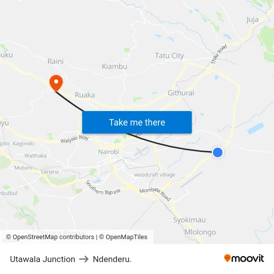 Utawala Junction to Ndenderu. map