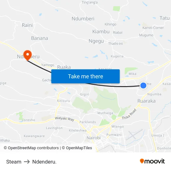 Steam to Ndenderu. map