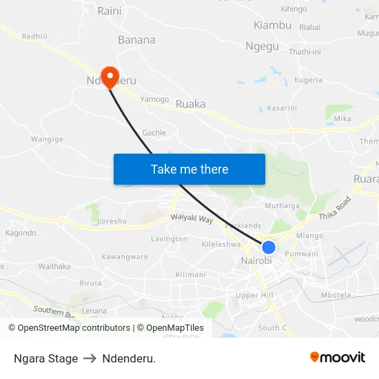 Ngara Stage to Ndenderu. map
