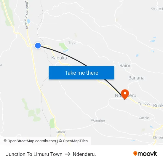 Junction To Limuru Town to Ndenderu. map