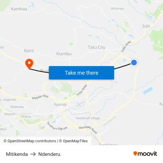 Mitikenda to Ndenderu. map
