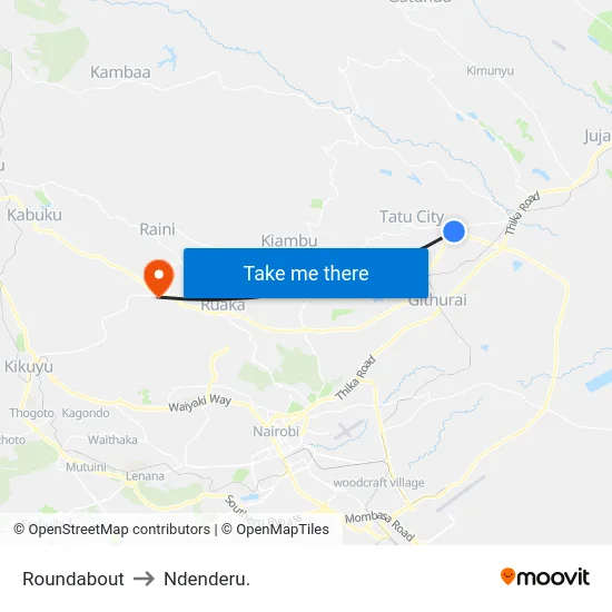 Roundabout to Ndenderu. map