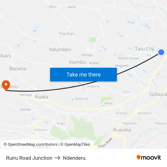 Ruiru Road Junction to Ndenderu. map
