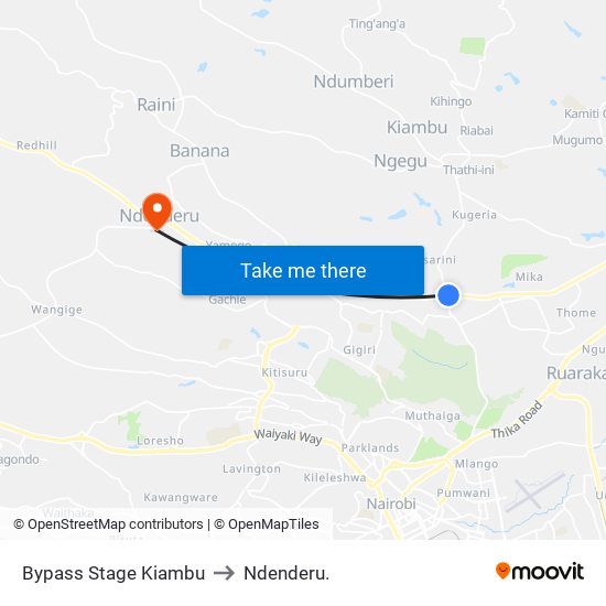 Bypass Stage Kiambu to Ndenderu. map