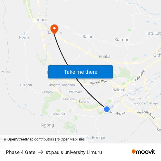 Phase 4 Gate to st.pauls university Limuru map