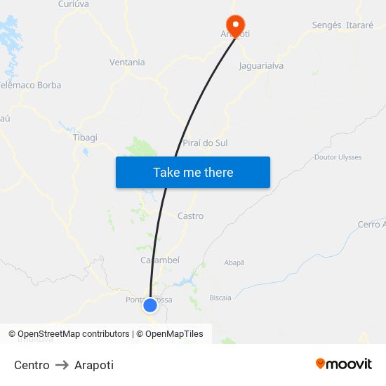 Centro to Arapoti map