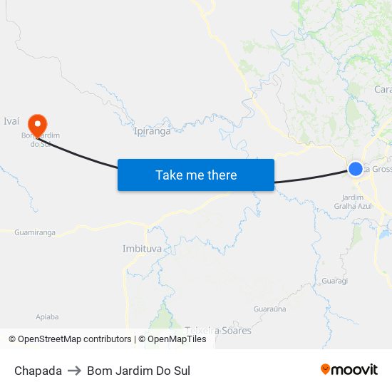 Chapada to Bom Jardim Do Sul map
