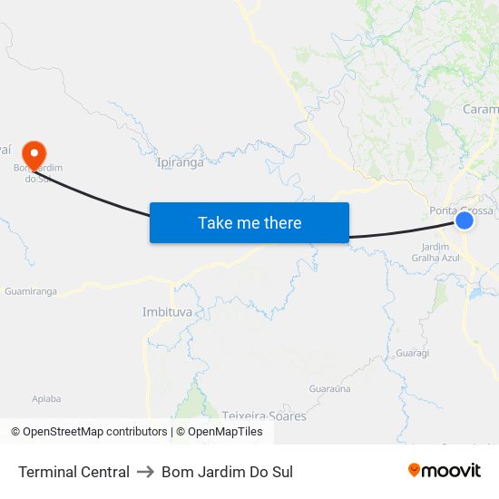 Terminal Central to Bom Jardim Do Sul map