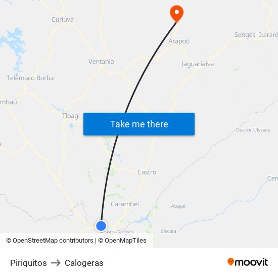 Piriquitos to Calogeras map