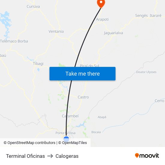 Terminal Oficinas to Calogeras map