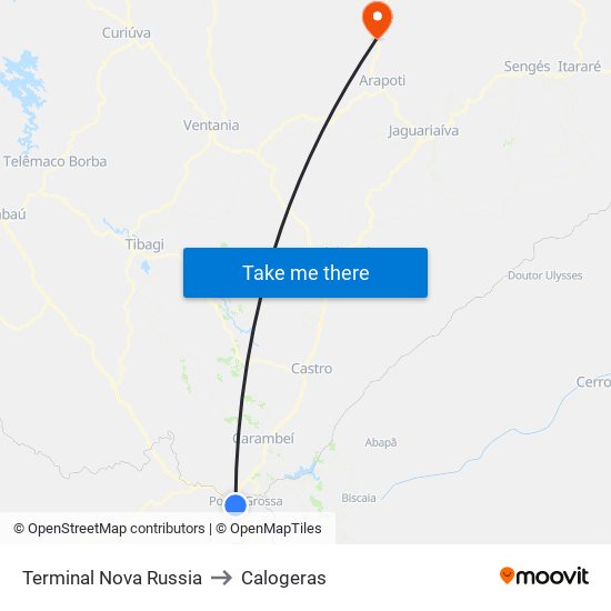 Terminal Nova Russia to Calogeras map
