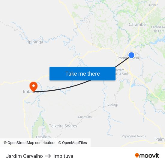 Jardim Carvalho to Imbituva map