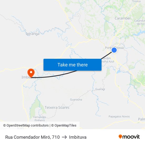 Rua Comendador Miró, 710 to Imbituva map