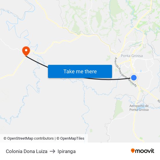 Colonia Dona Luiza to Ipiranga map