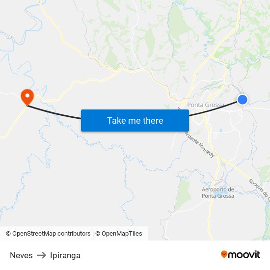 Neves to Ipiranga map