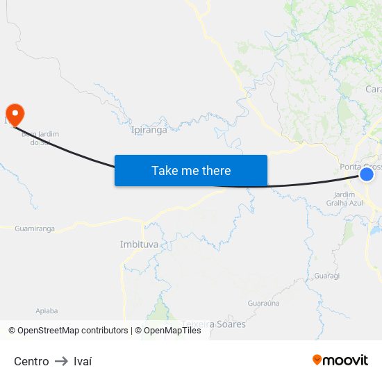 Centro to Ivaí map