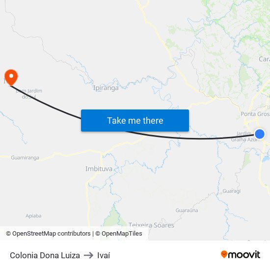 Colonia Dona Luiza to Ivaí map