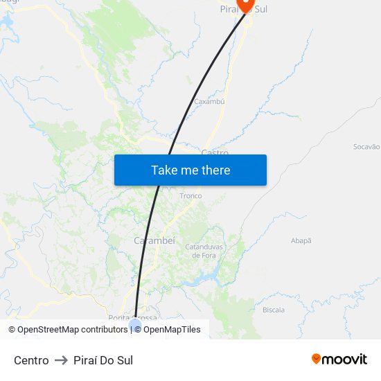 Centro to Piraí Do Sul map
