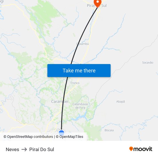 Neves to Piraí Do Sul map