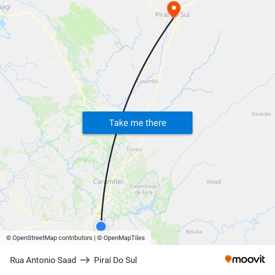 Rua Antonio Saad to Piraí Do Sul map