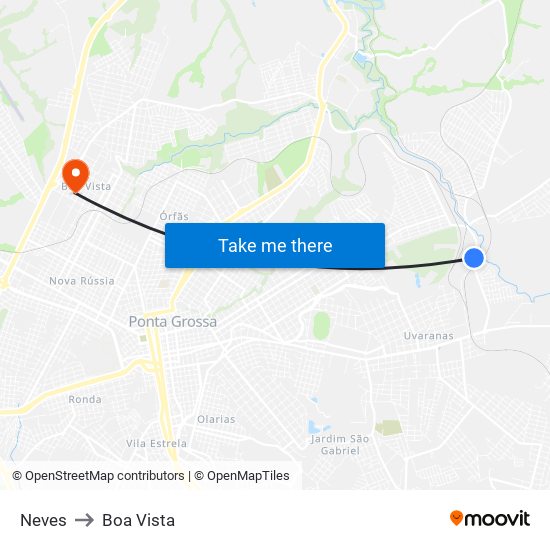 Neves to Boa Vista map