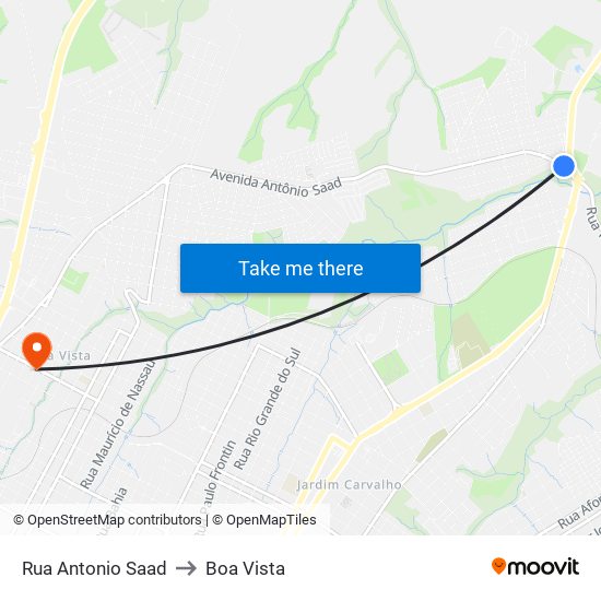 Rua Antonio Saad to Boa Vista map