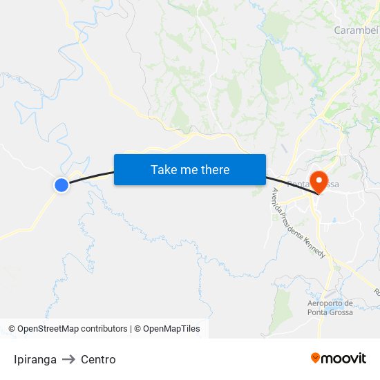 Ipiranga to Centro map