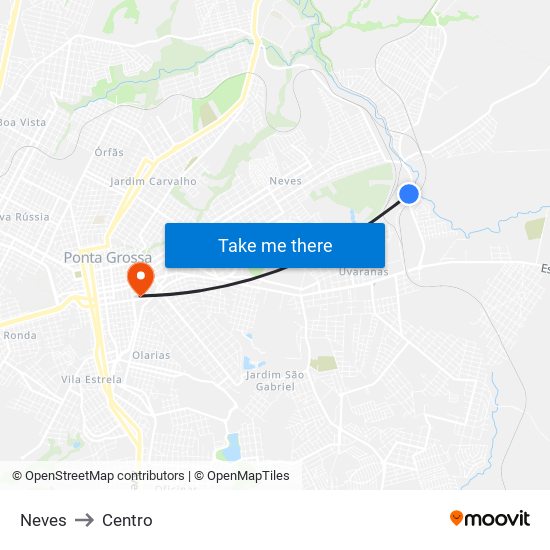 Neves to Centro map