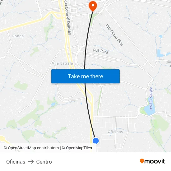 Oficinas to Centro map