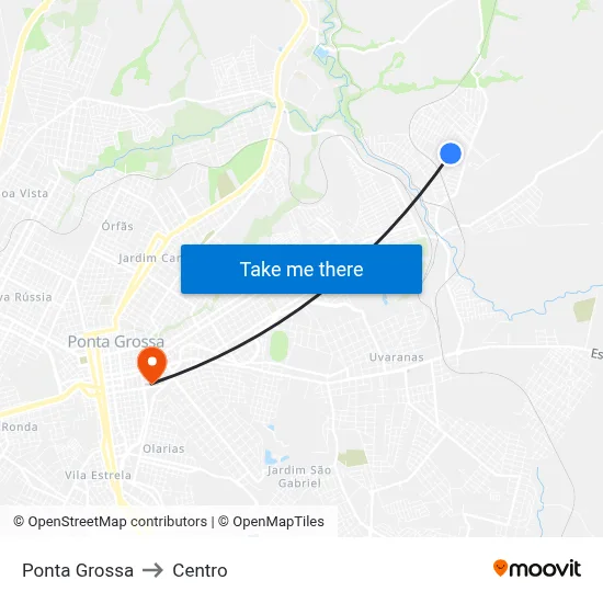 Ponta Grossa to Centro map