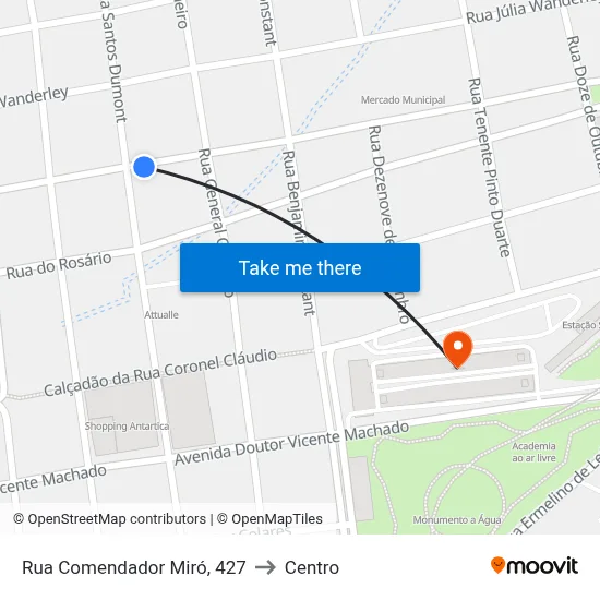 Rua Comendador Miró, 427 to Centro map