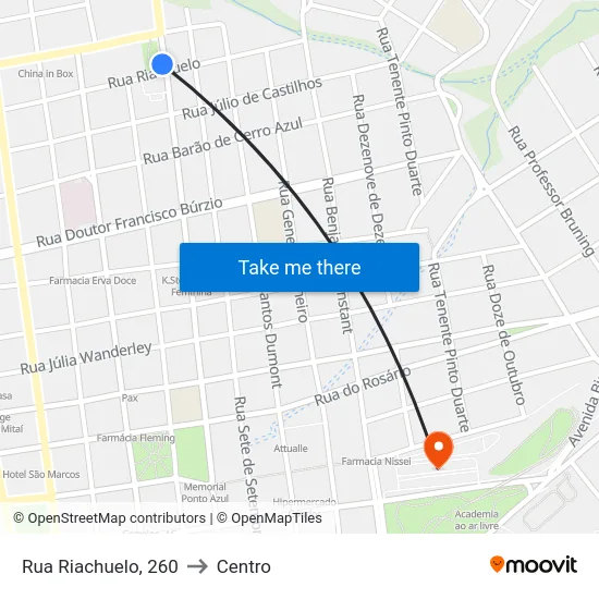 Rua Riachuelo, 260 to Centro map