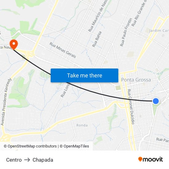 Centro to Chapada map