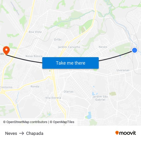 Neves to Chapada map