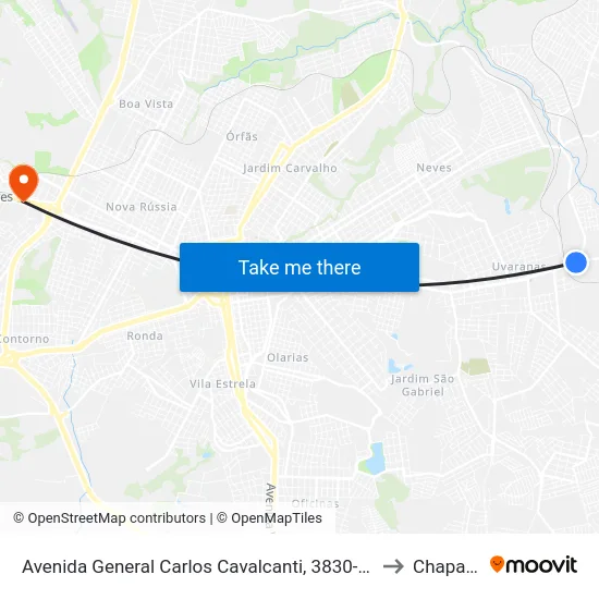 Avenida General Carlos Cavalcanti, 3830-3992 to Chapada map